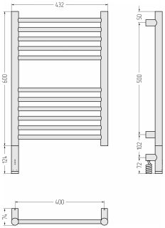 Полотенцесушитель Сунержа Богема 3.1 30-6004-6040 прямой 600х400 МЭМ левый, белый